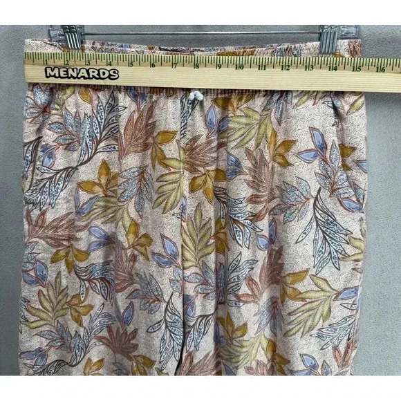 Nicole Miller Woman's Sz M Elastic Waist 100% Linen Wide Leg Tropical Crop Pants - Picture 3 of 7